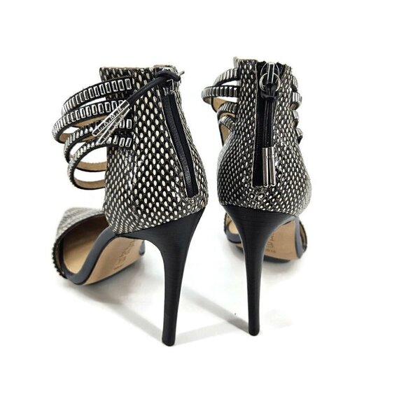 New LAMB Fernley Snakeprint Stilettos Womens 10 Leather Heels L.A.M.B. Black - Picture 5 of 9
